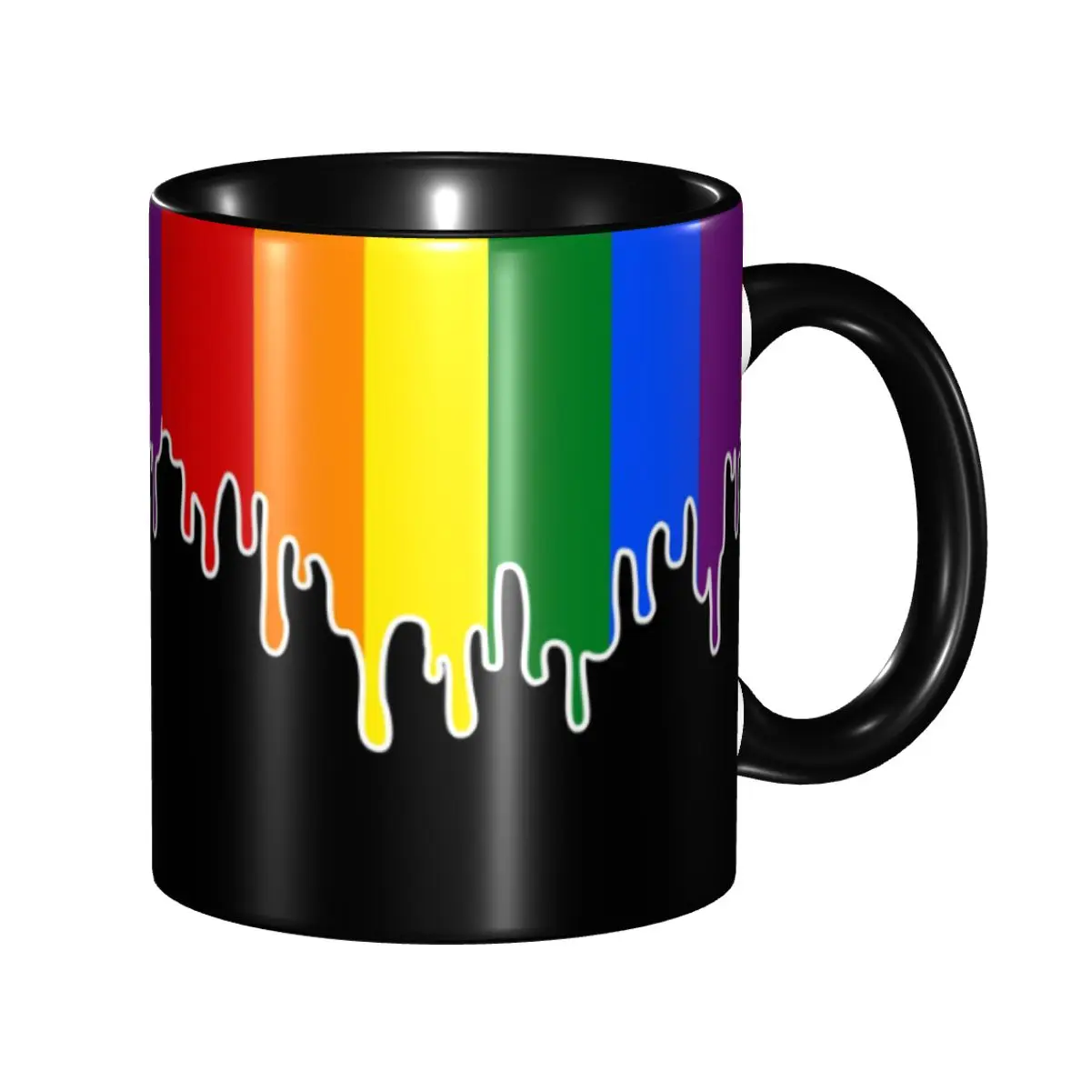 

Custom Gay Pride Flag Drip Design Mug DIY LGBT Rainbow Lesbian Ceramic Milk Tea Coffee Cup