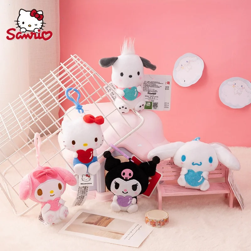 Sac à dos en peluche Sanurgente Kawaii, Hello Kitty, Kuromi, My Melody, Cinnamoroll, sac à dos en peluche, clé de sac initiée, cadeau de vacances, cintre mignon