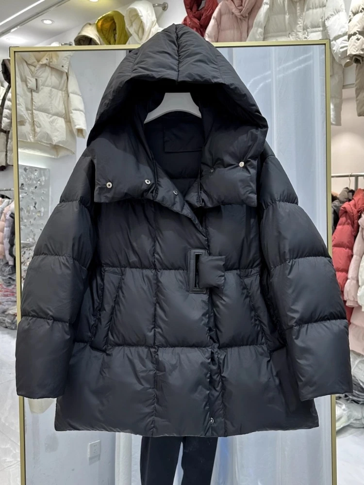 Zimowa kurtka puchowa damska z 90% puchem kaczym, modna, gruba, ciepła, puszysta parka, nowość 2025, luźna, oversize'owa kurtka puchowa, odzież wierzchnia.