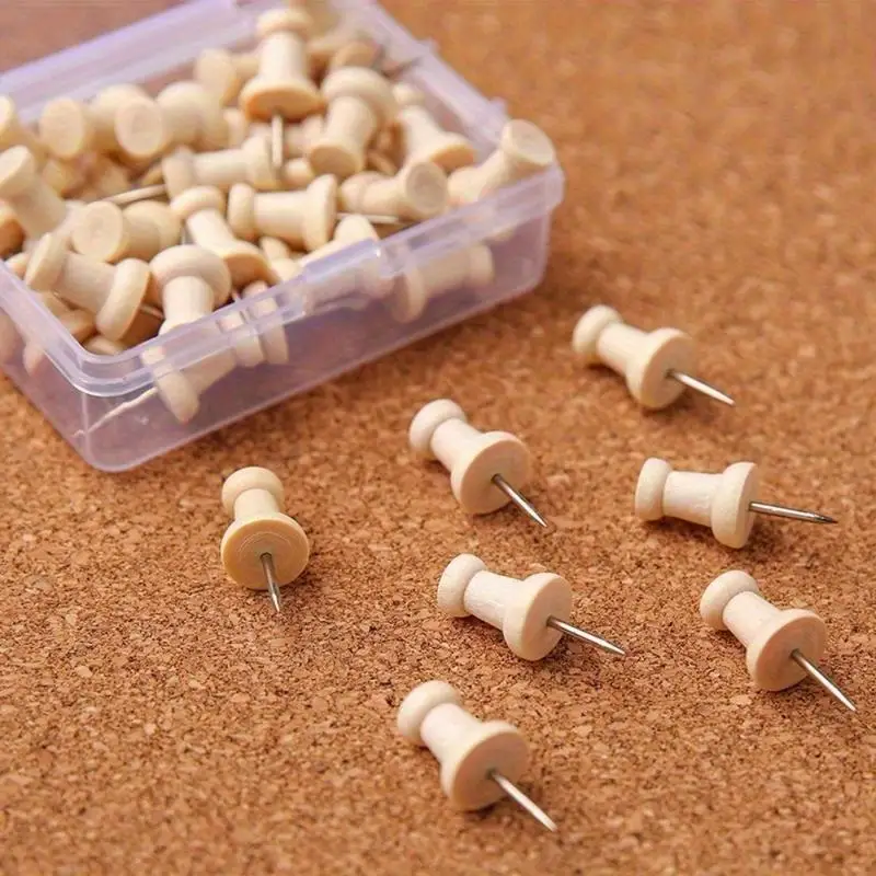50Pcs I Shaped Wooden Picture Nails DIY Wall Decor Push Nails Soft Board Fixings Creative Photo Hanging Supplies
