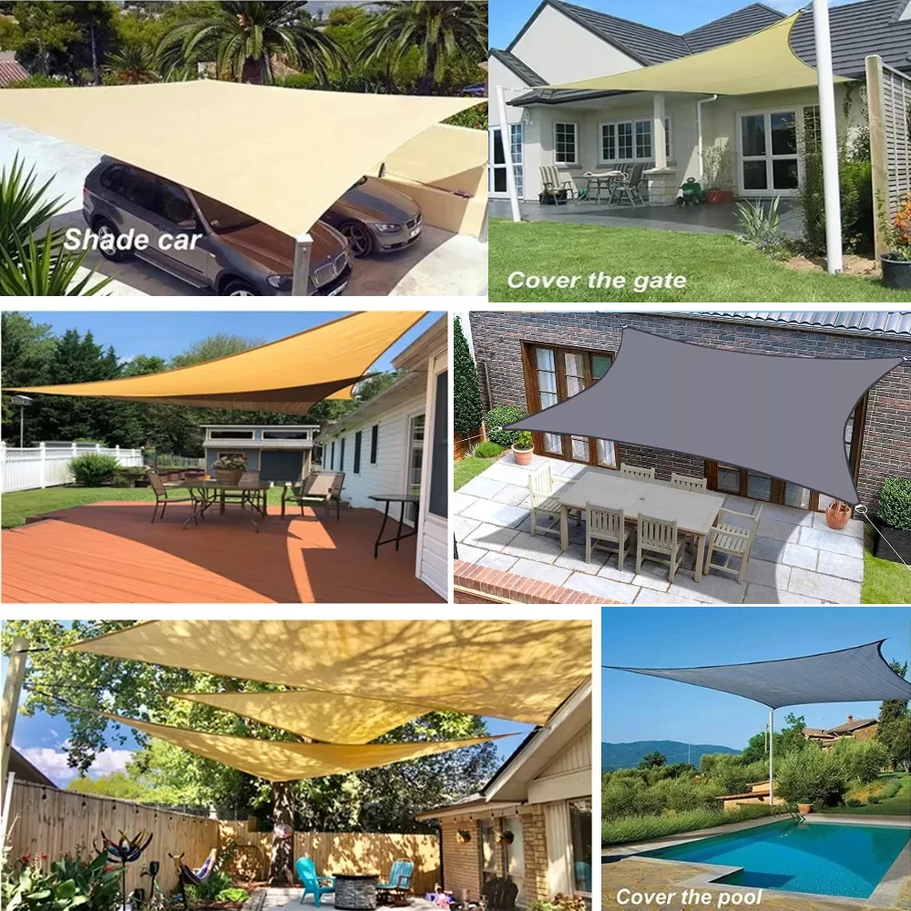 Sun Shade Sail 6m/5m/4M/3m/2M Triangle Rectangle UV Block Sunshade Cloth Canopy for Yard Deck Patio Backyard Lawn Garden Outdoor view 6