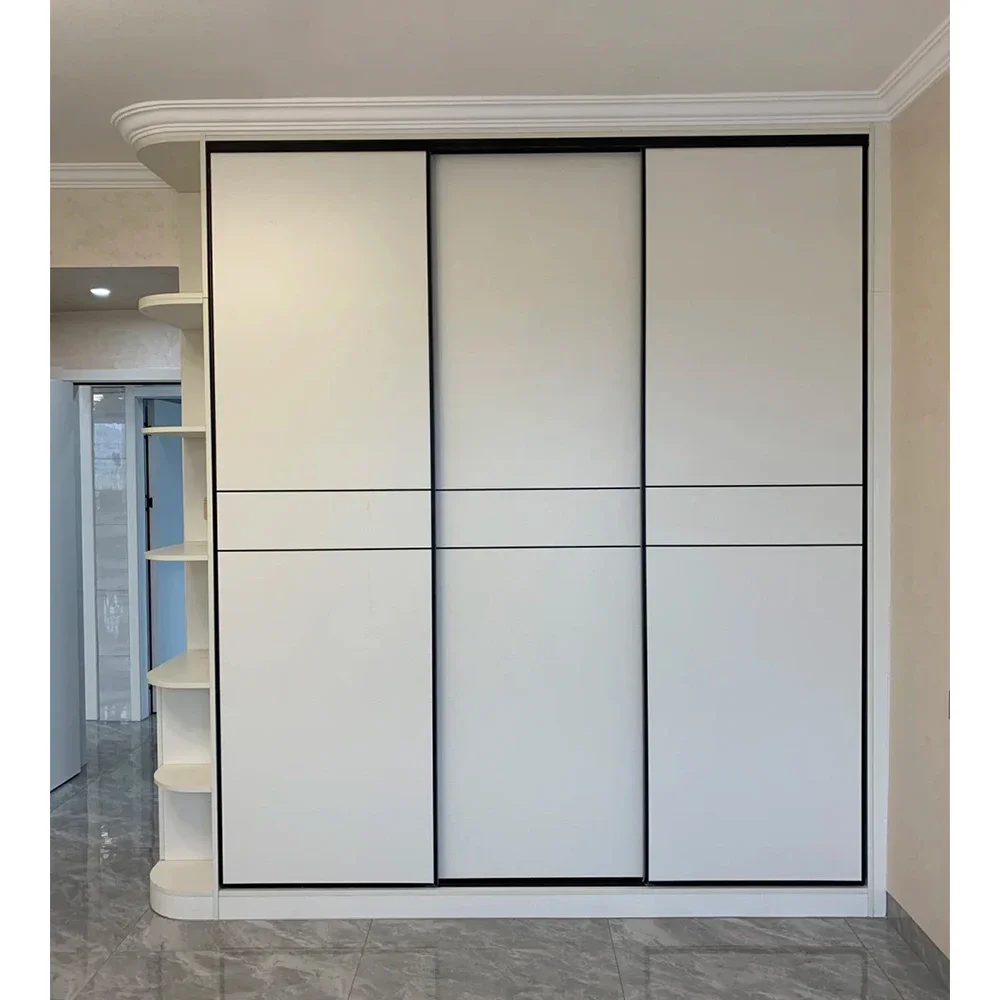 Modern Design White MDF Wooden Sliding Wardrobe For Home Hotel Apartment Villa For Bedroom Closet Storage