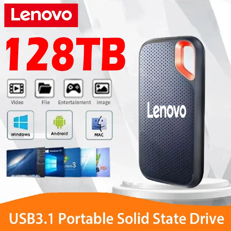 

Lenovo 64TB External Hard Drive 1TB Portable SSD 2TB High-speed External Solid State Drive Mobile Hard Drive for Laptop Mac PC