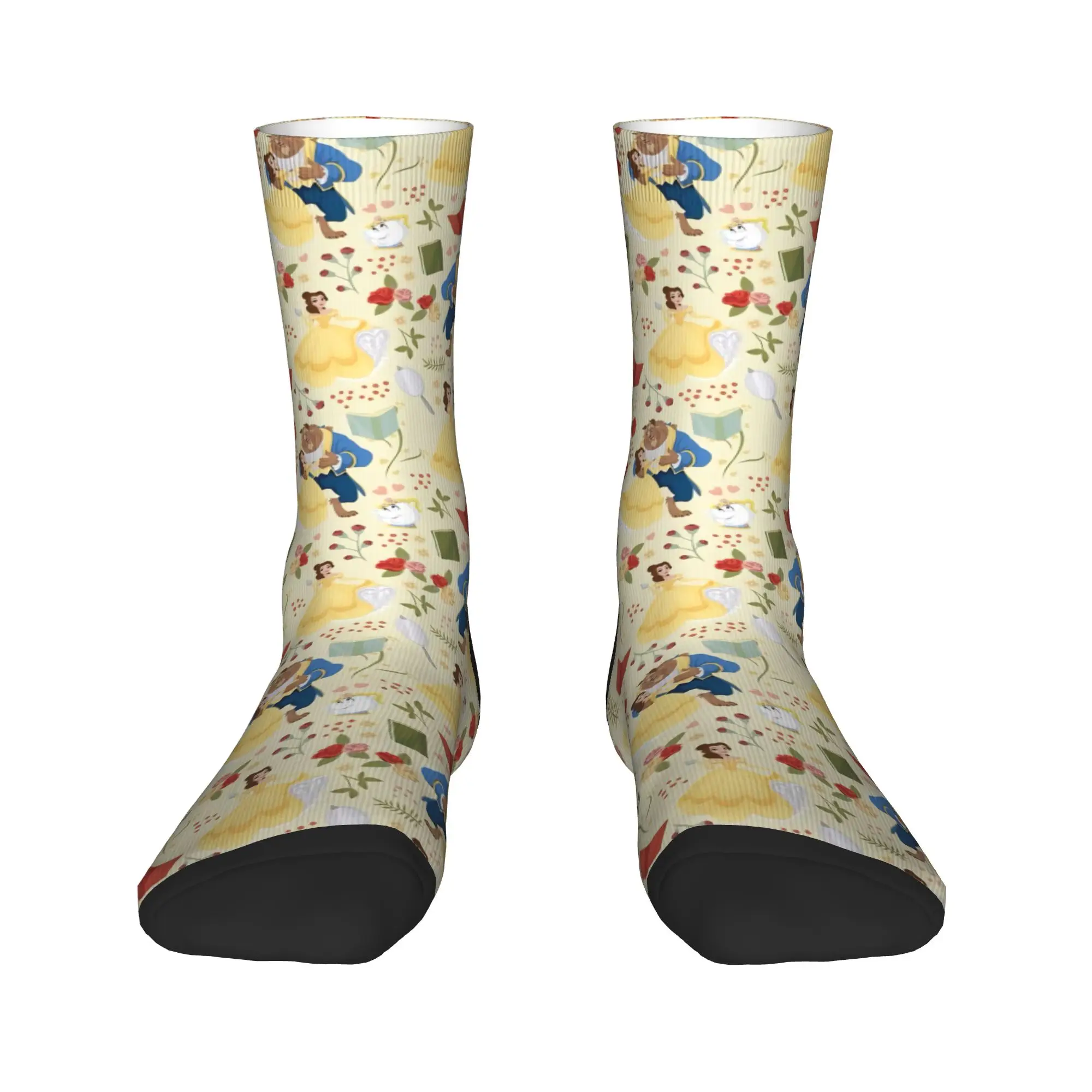 

Cool Men's Beauty And The Beast Dress Socks Unisex Breathbale Warm 3D Printed Crew Socks