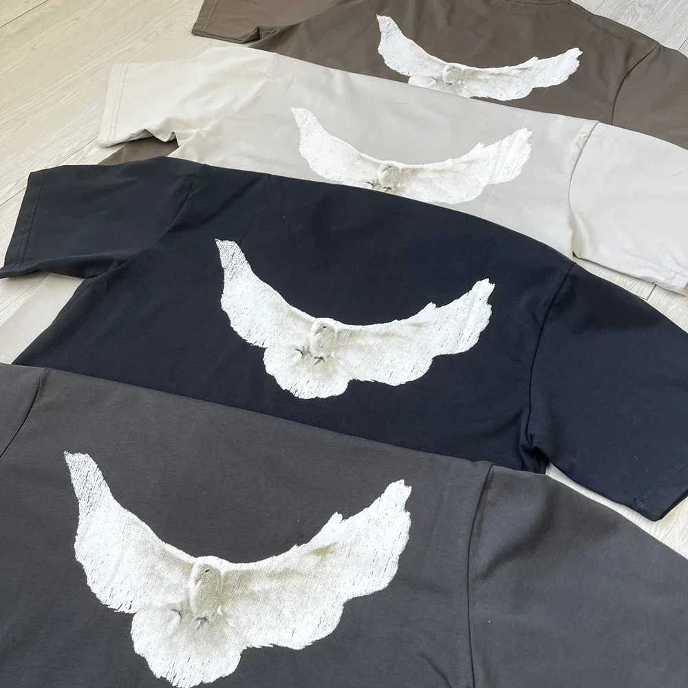 Ovesized Pigeon print T-shirt tops tee for men Frog drift Kanye West Streetwear Vintage YZY DOVE DONDA Loose  harajuku  tshirt