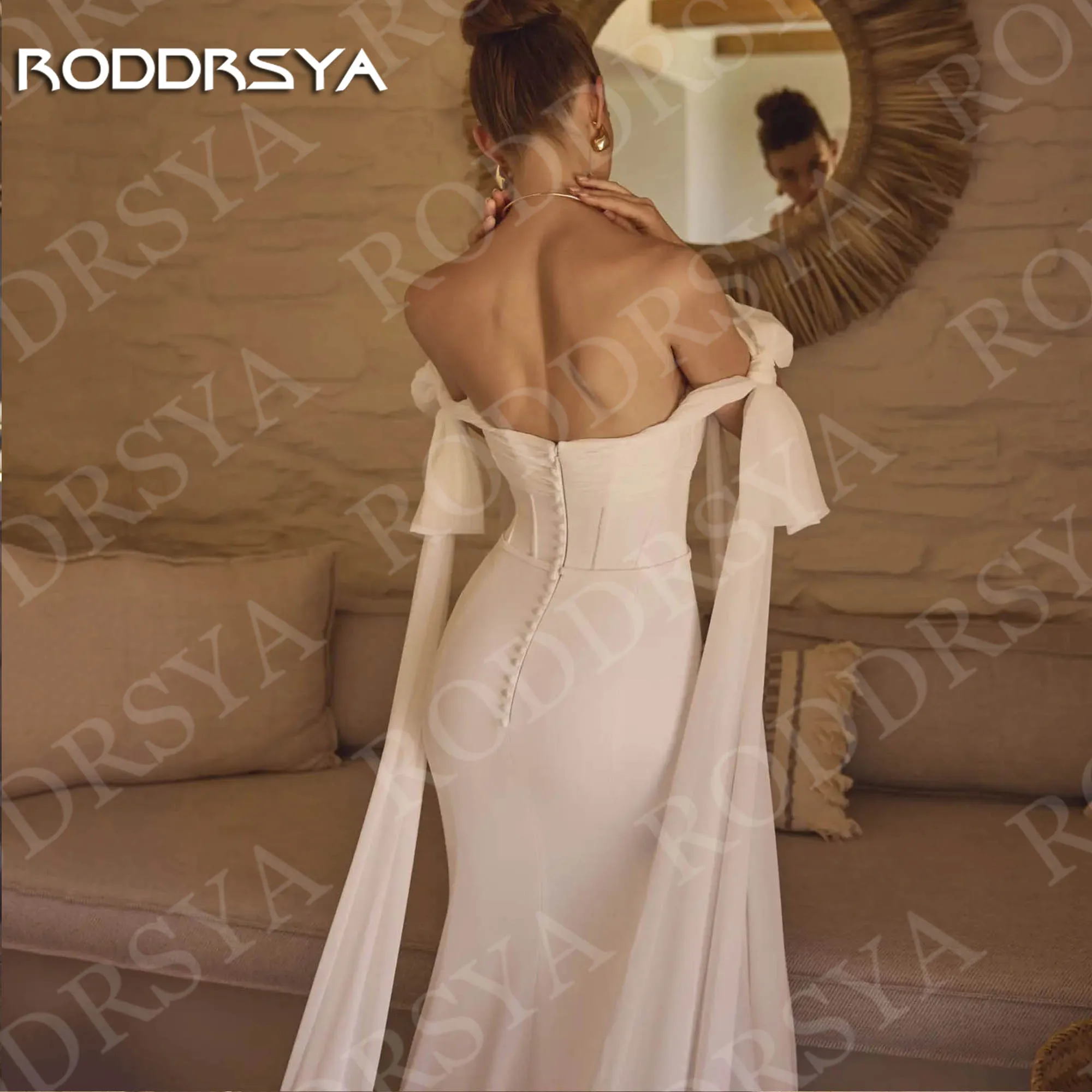 RODDRSYA ง่ายปิดไหล่ชุดแต่งงาน Mermaid Beach Elegant ชีฟองชุดเจ้าสาว Bohemian ที่กําหนดเอง vestido de noiva