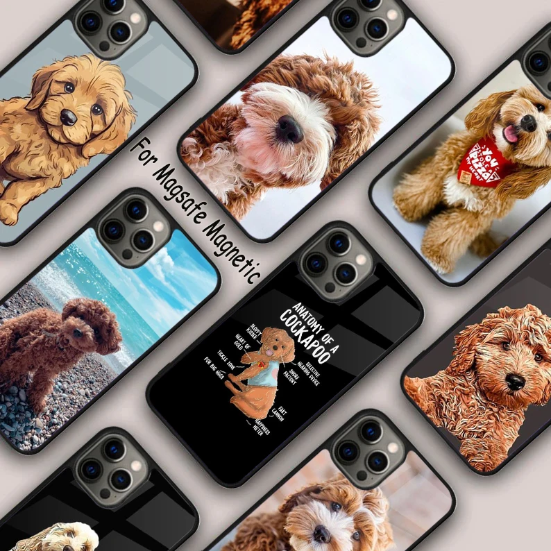 Cute Cockapoo Dog Magnetic Phone Case For APPLE iPhone 16 14 13 12 11 Pro Max 15 Plus Wireless Charge With MagSafe Cover