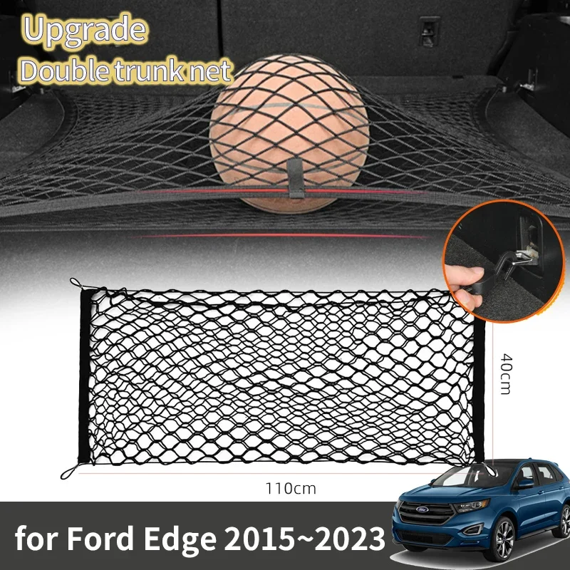 For Ford Edge 2015 2016 2017 2018 2019 2020 2021 2022 2023 Accessories Boot Trunk Net Elastic Upgraded Double Storage Organizer