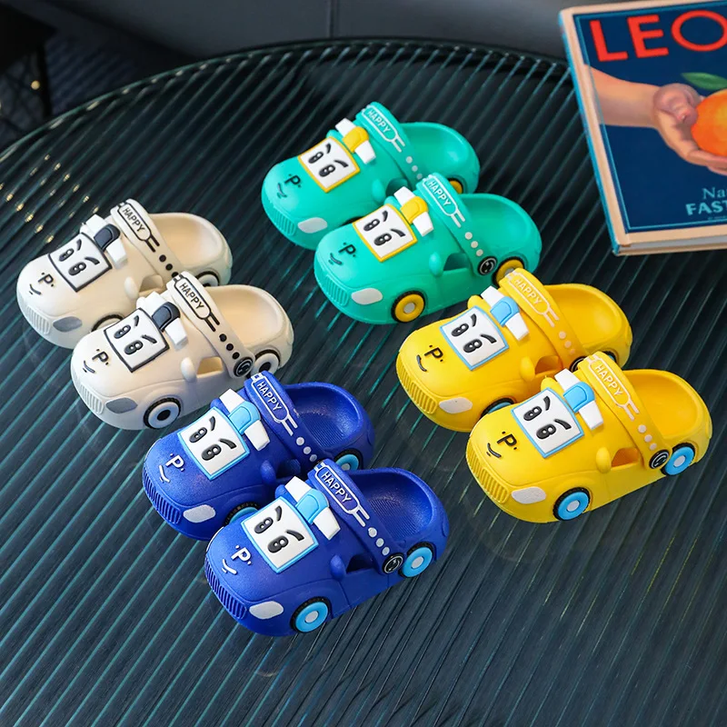 Summer New Children Sandals Kids Shoes Cute Cartoon Car Home Slippers Boys Girls Baby Thick Soft Sole Non-slip Slippers Toddler