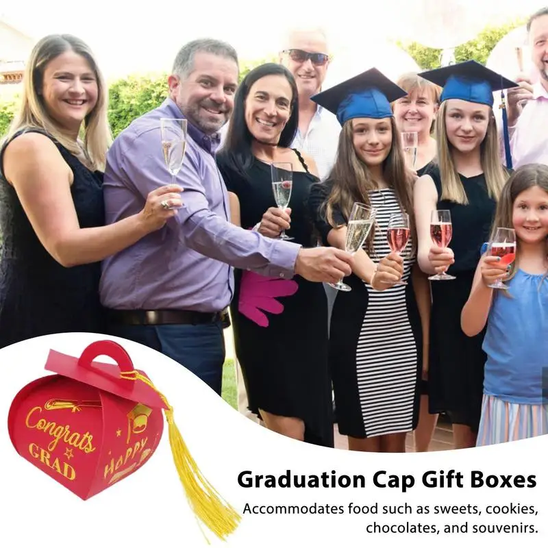 Graduation Favor Boxes 50X Graduation Favors For Guests Doctoral Hat Design Souvenir Decoration For Guest Class Centerpiece