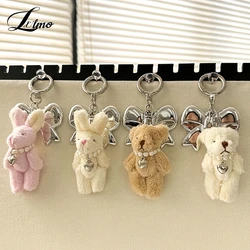 Ins Style Pearl Bear Key Chain Plush Bunny Bowknot Phone Pendant Headphone Case Charm Bag Decor Car Key Ring