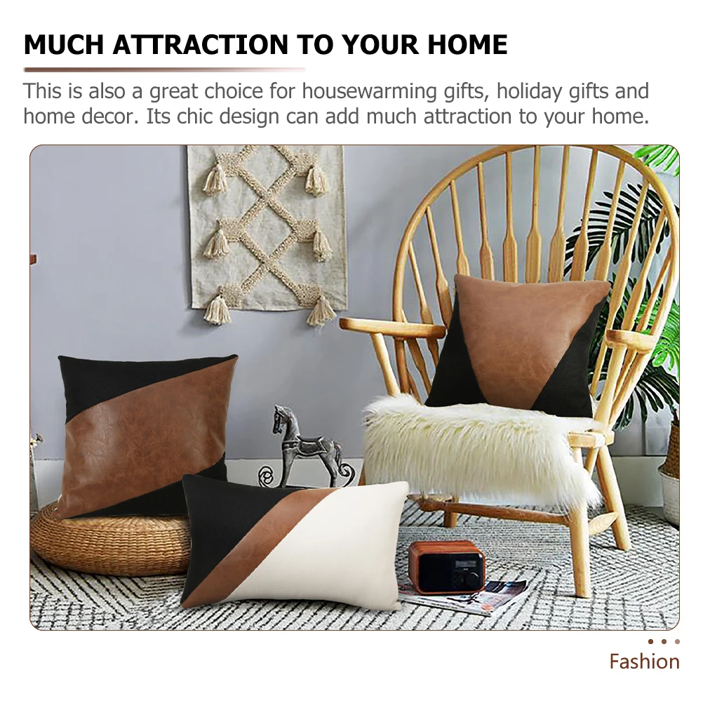 

Geometric Spliced Pillow Cover Throw Cushion Sofa Bed Home Decorative Zipper Square Resilient Multifunctional Household Stylish