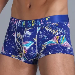 Fashion Printed Ice Silk Men'S Underwear Home Boxers Shorts Creative Youth Breathable Pants Mesh Boxers