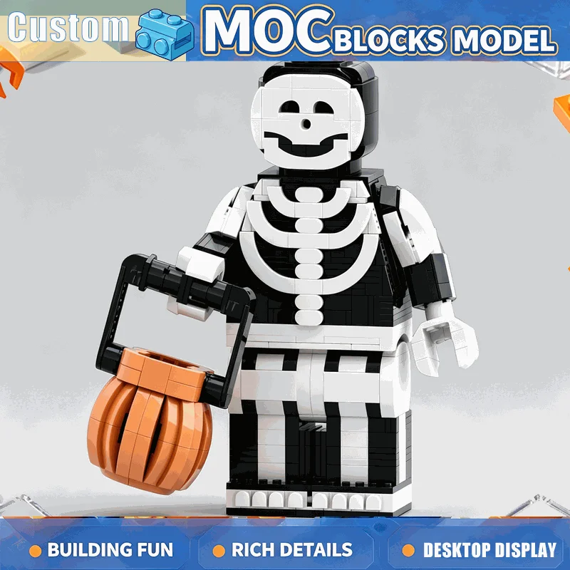 1031PCS MOC Big Skeleton Pirate Figure Pumpkin Lantern Halloween Model Building Block DIY Assembly Educational Creative Toy Gift
