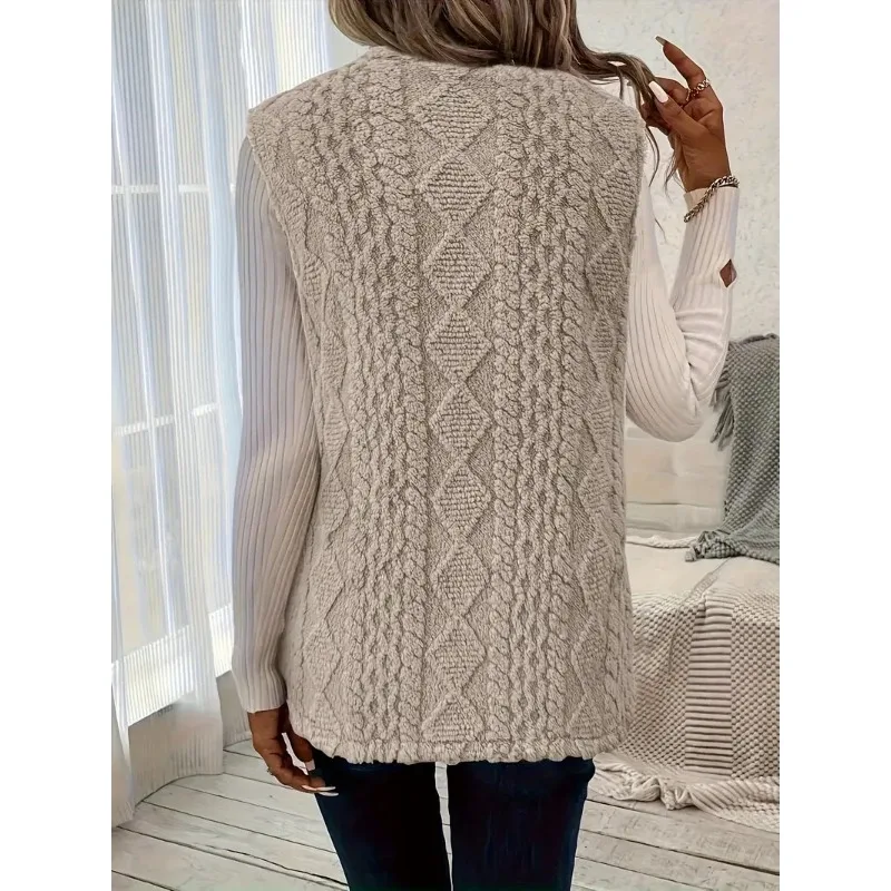 2025 nuevo chaleco informal para mujer, chaqueta de oso de peluche, abrigo de piel de imitación de estilo elegante para mujer