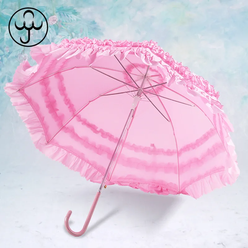 10pcs/lot Fashion Wedding Bridesmaid Umbrella Lace Long Handle Princess Cosplay Umbrellas For Woman Girl
