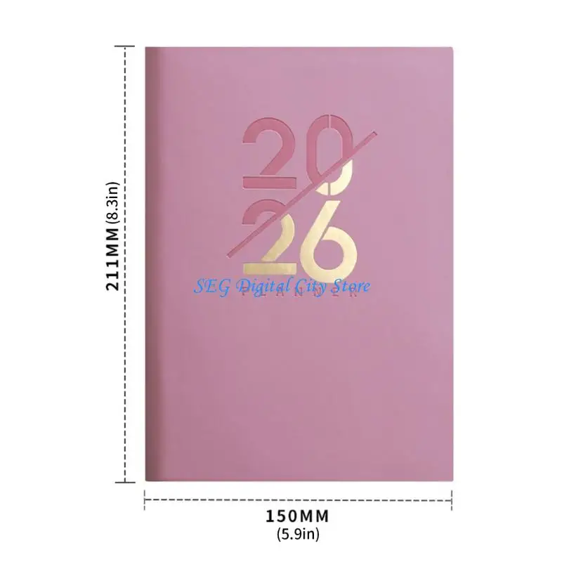 U75b 2026 Daily Monthly Planner 320 صفحة مؤرخة مخطط Softcover Leather Day #6
