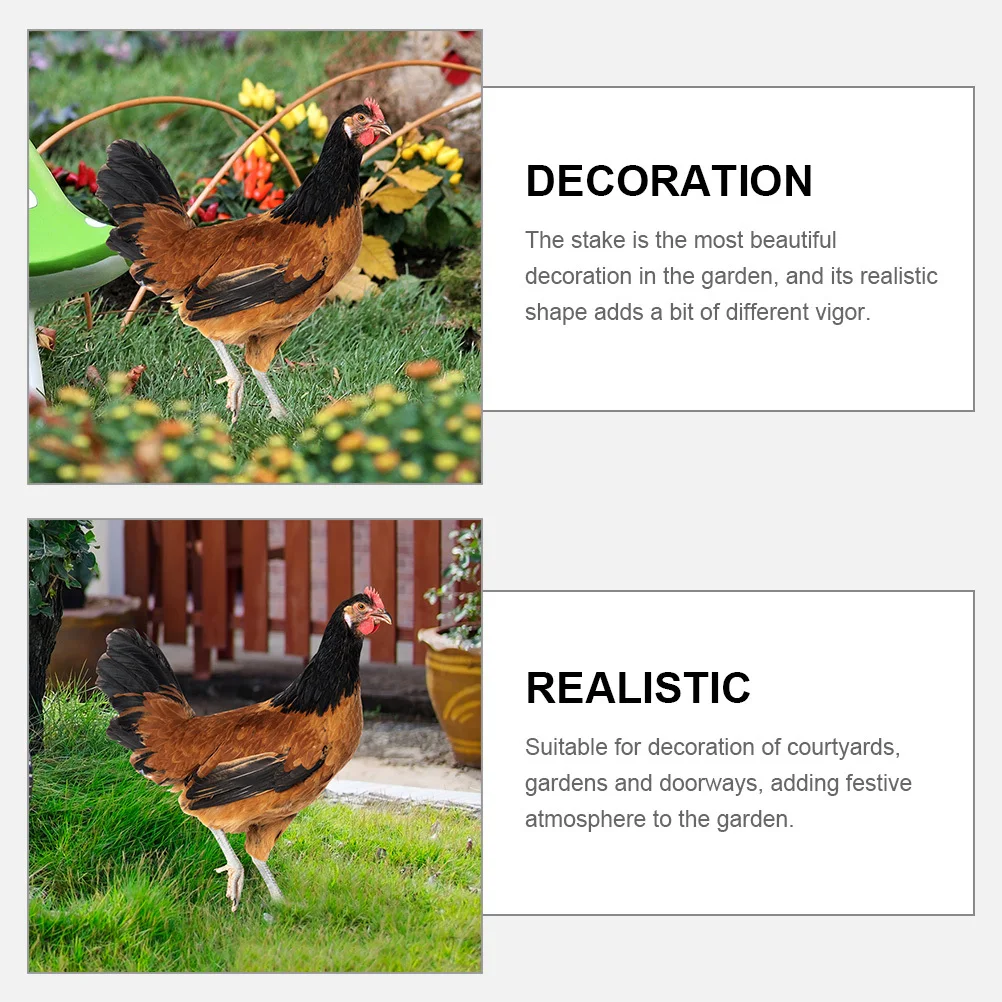 

2Pcs Garden Hen Stake Acrylic Yard Decoration Compact Lightweight Outdoor Courtyard Ornament Realistic Chicken Insert Garden