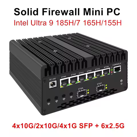 Topton Ultra 9 185H Firewall Mini PC Ultra 7 165H 155H 4x/2x 10G SFP 6*2.5G LAN Intel vPro Thunderbolt 4 2xNVMe Home Lab Server