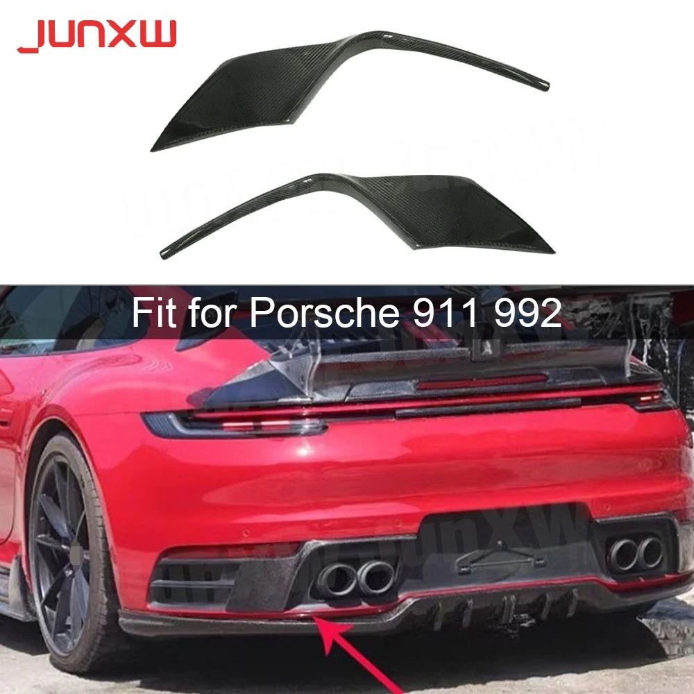 Dry Carbon Fiber Rear Bumper Fins For Porsche 911 992 2019+ Side Fender Vent Trim Cover Body Kit FRP Car Accessories