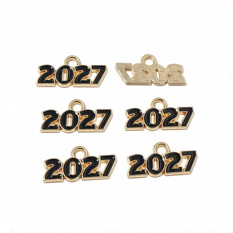 20pcs Enamel Year Number 2027 Charms Pendant 18x9mm DIY Jewelry Making Accessories Findings for Earrings Necklace Bracelet image 6