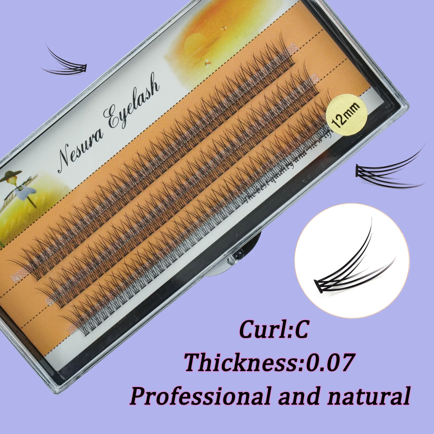 120pcs Premium Mink Individual Fishtail Eyelashes Extension Natural 3D Cluster Eyelashes Professional Makeup Flared Lashes