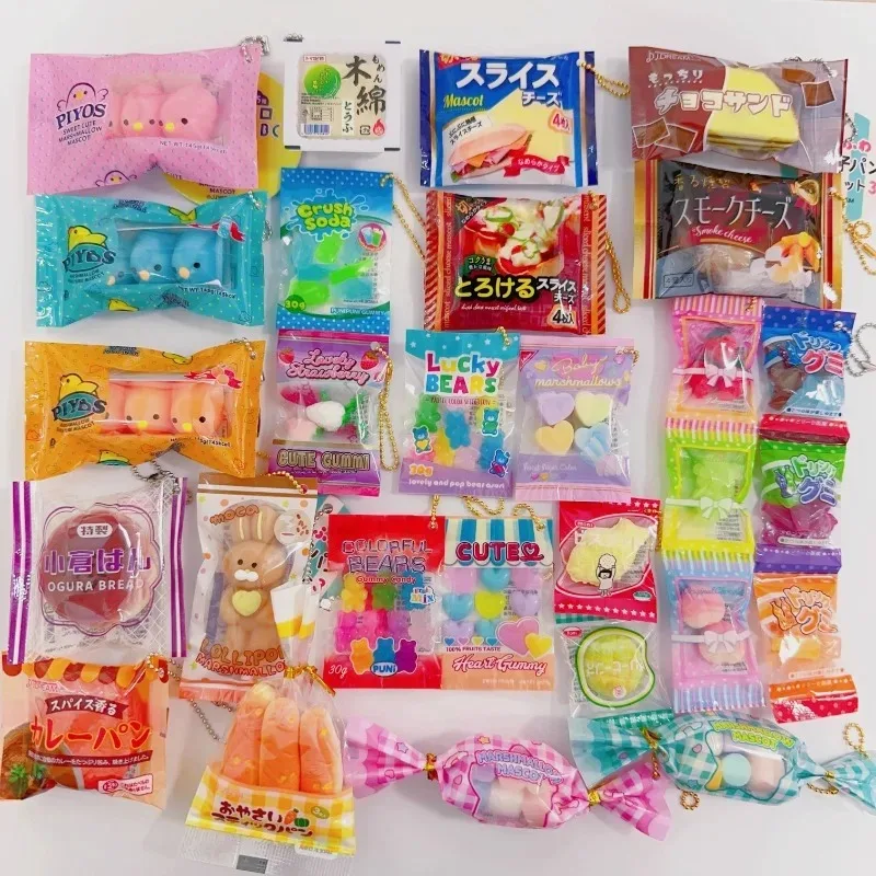 Japanese Pack Fruit Snack Bag Gashapon Cute Kawaii Candy Toy Figure Anime Miniature Showa Food Keychain Pendant Capsule Toys