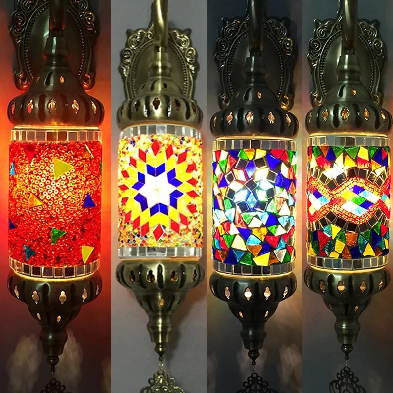 Mediterranean Turkish Mosaic Wall Lamp Sconces Light Fixtures for Bar Cafe Bohemia Retro Loft Industrial Home Decor Luminarias