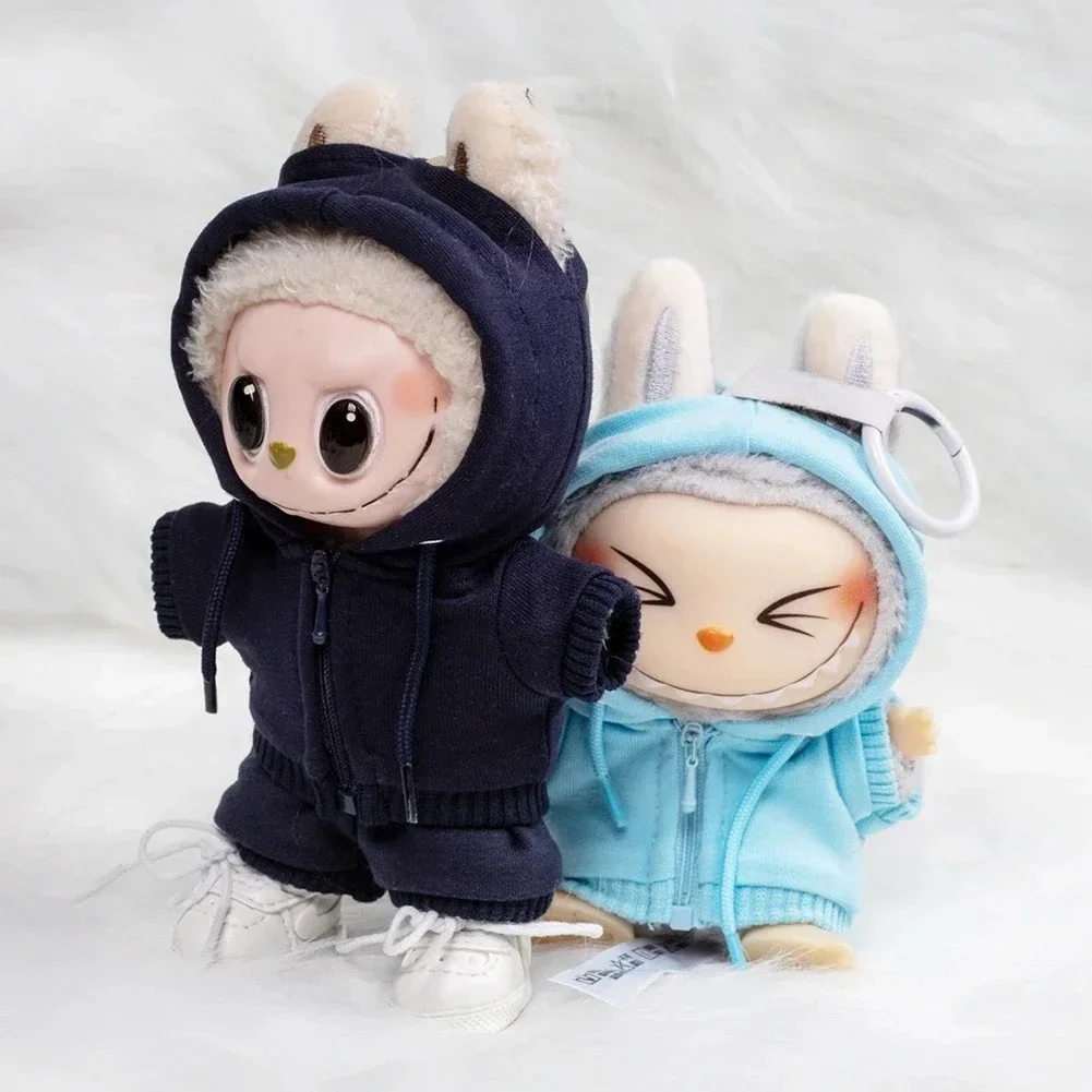 For Labubu Casual Sweatsuit Set Comfy Clothes for Labubu 15/17cm Dolls Featuring Ribbed Hem Details Fashion Doll Accessories