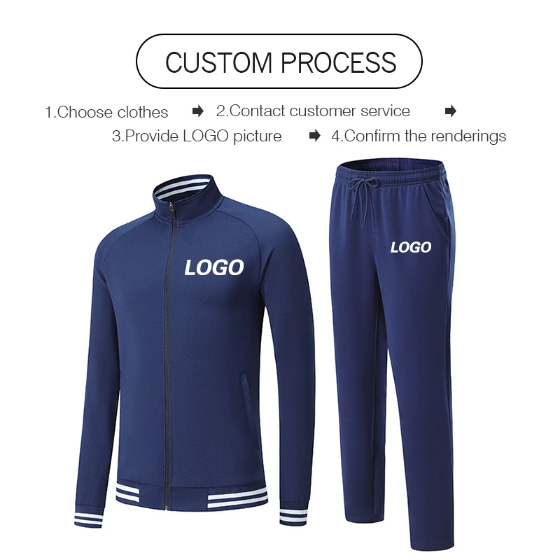 Custom logo Men\'s Sportswear Jacket Tracksuit woman Football Training Set Long Sleeve Zipper Top and Pants Running Sports Suit