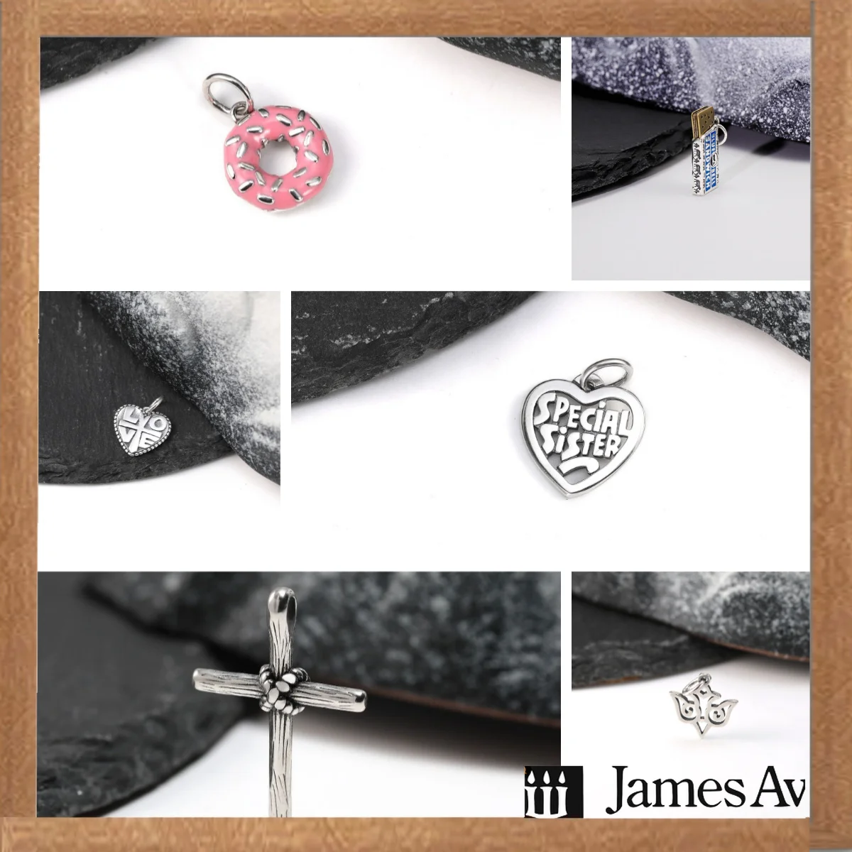 S925 Vintage Silver Pink Donut Special Sister Heart Cross Enamel Charms Pendants Fit Bracelet Necklace Women Family Faith