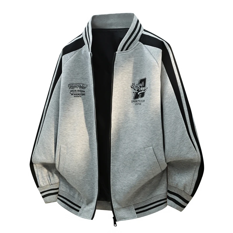 2026 Fashion Men's Long sleeved Baseball Jacket Spring and Autumn New Top Loose Stand up Collar Jacket Daily High Street Coat