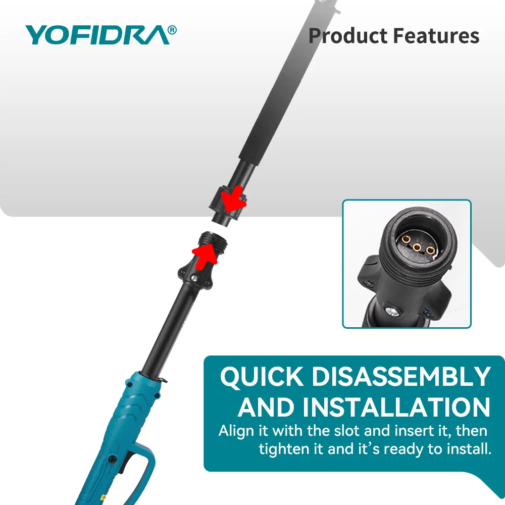 YOFIDRA 4-in-1 bürstenloser Hochteleskopstab 8-Zoll-Kettensägen-Astschere 32-mm-Schere Garten- und Holzbearbeitungs-Astschneidewerkzeug für Makita 21V Akku – Detail 19