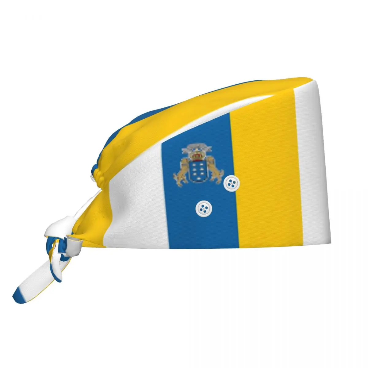 Touca Cirúrgica Ajustável com Bandeira da Espanha e Ilhas Canárias para Médicos, Dentistas e Profissionais de Enfermagem (Masculina e Feminina)