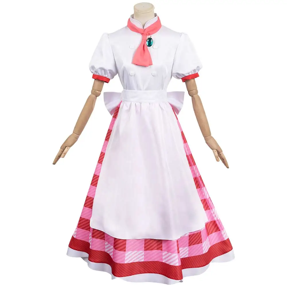 Prinzessin Pfirsich Cosplay Fantasia Kostüm Verkleidung für erwachsene Frauen Dienst mädchen Kleid Rollenspiel Outfits Halloween Karneval Party Kleidung