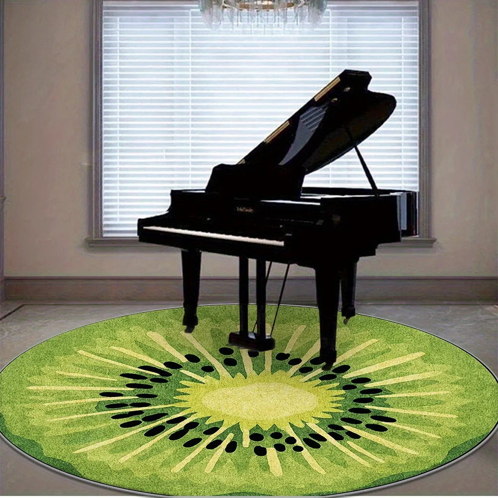 Exquisite Round Kiwi Slice Tropical Green Doormat Polyester Utility Mat for Bathroom Entryway Kitchen Hallway Boho Home Decor Ru