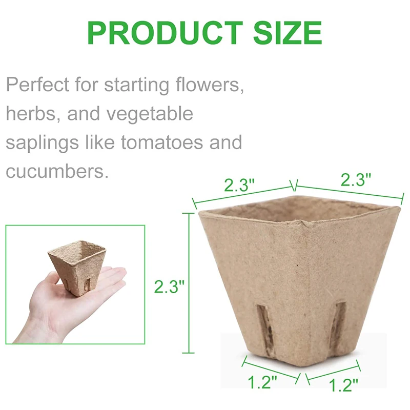 120 Packs of 2.3-Inch Square Peat Pots for 15 Kinds of Plant Labels, Biodegradable Herb Seed Riser Kit