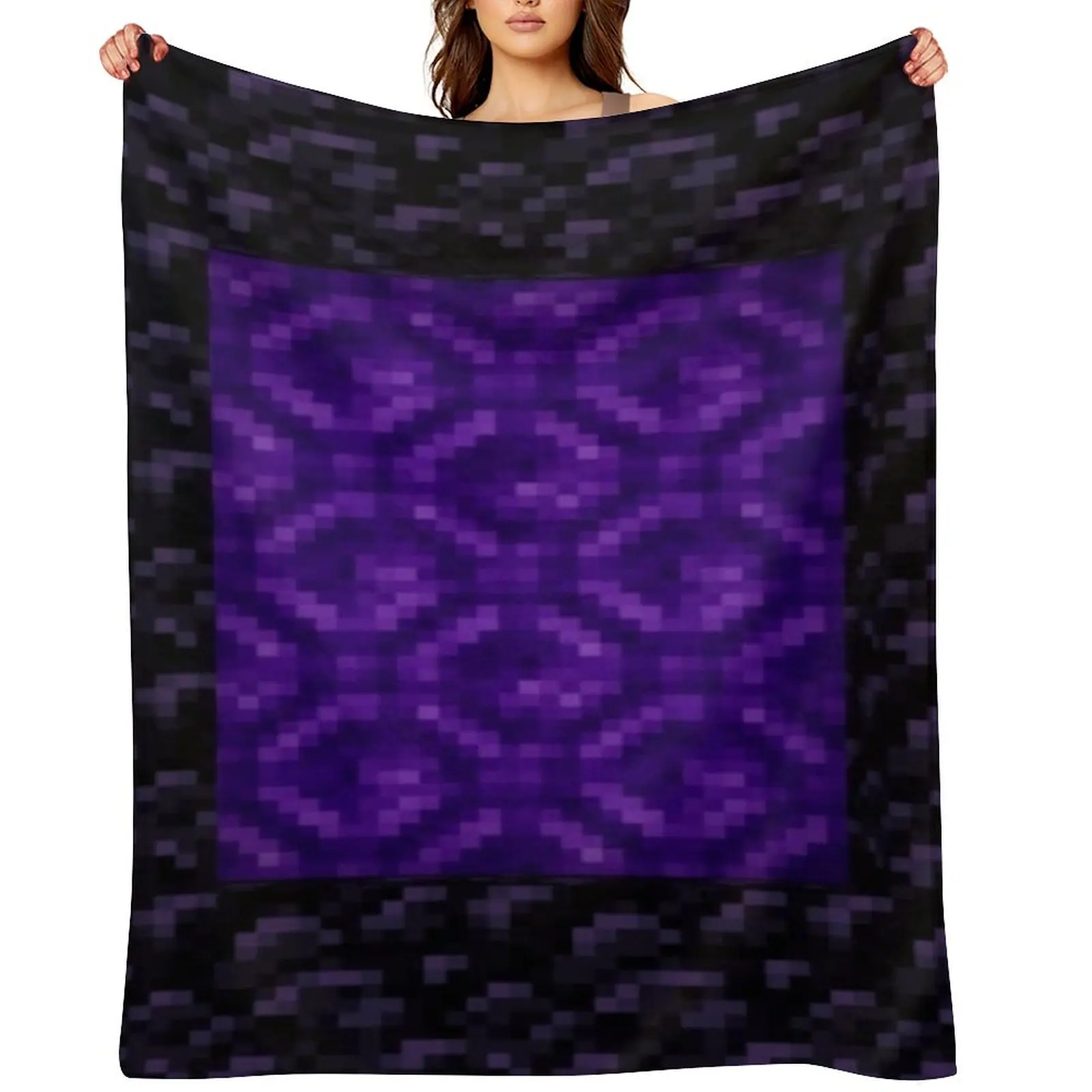 

Nether Portal Pixel Blanket Throw Blanket Extra Large Throw Flannel Decoratives Hair Blankets