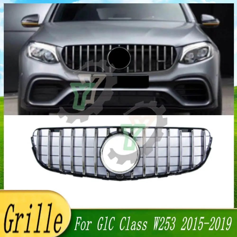 

For Mercedes Benz GLC Class W253 X253 2015-2019 GT Style Front Bumper Upper Grille Racing Grill 2016 2017 2018