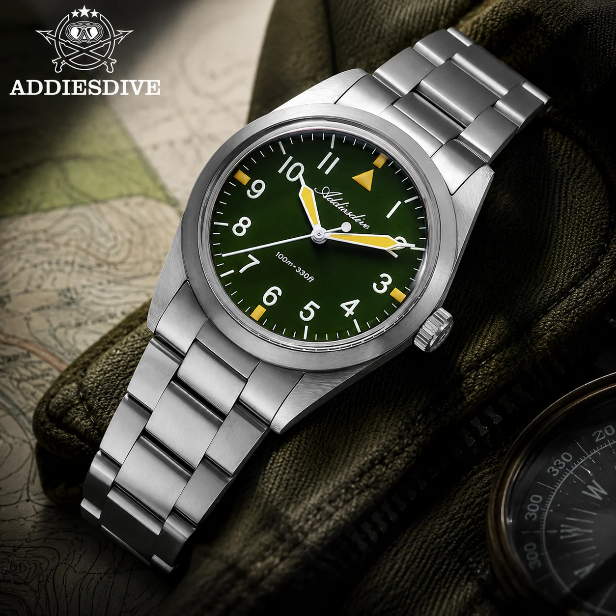 ADDIESDIVE Dress Quartz Wristwatch For Men New Titanium Alloy Men's Watch Bubble Mirror Glass Super Luminous Waterproof Watches