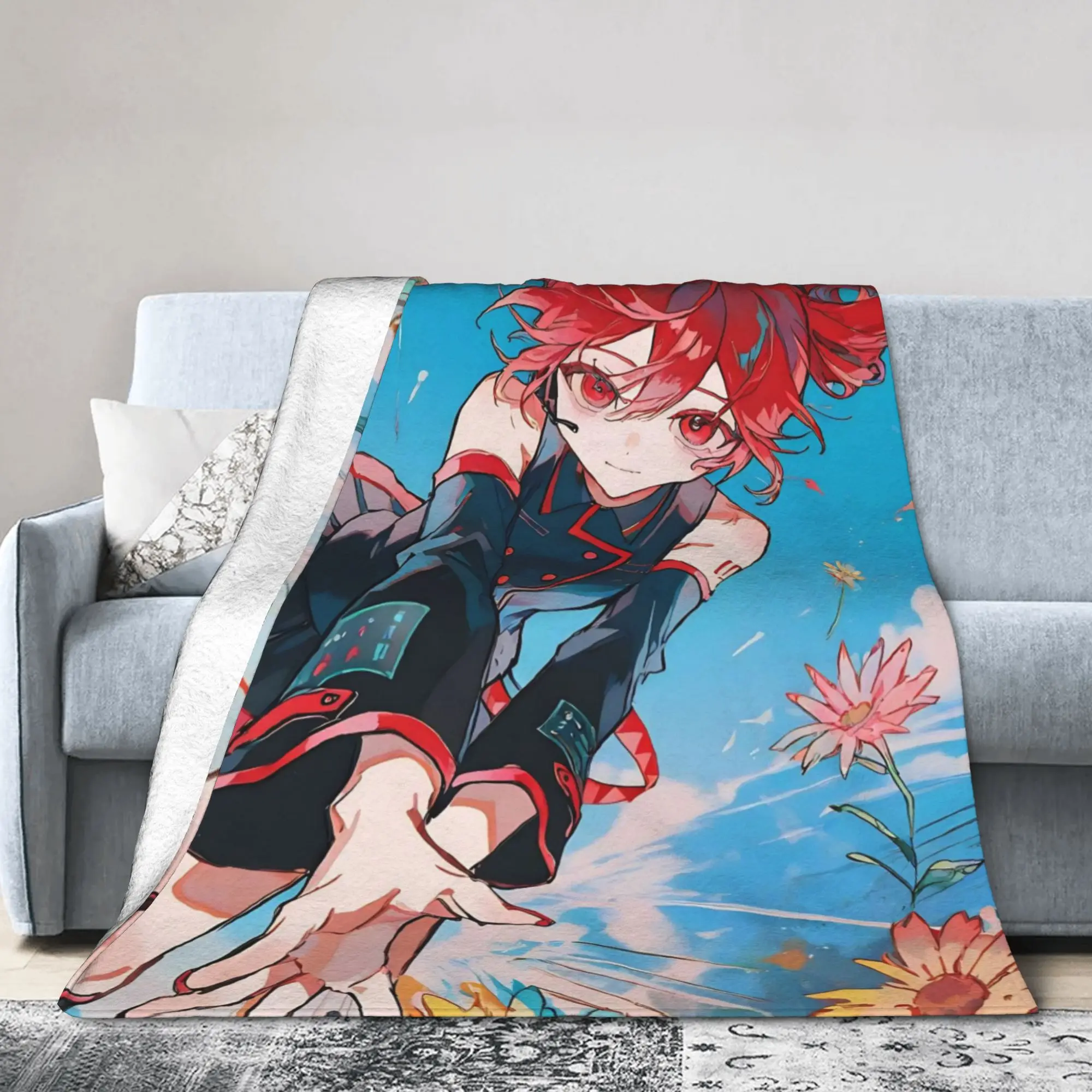 Kasanes Tetos Blanket Flannel Anime Vtuber Warm Throw Blankets for Bed Bed Rug