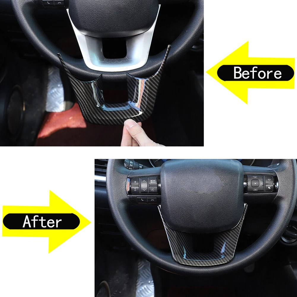 

1pcs Car Steering/ Wheel Covers/ Trims Fit For Toyota For Fortuner 2016-2022 Carbon/ Fiber ABS Steering Wheel/ Trim/ Covers