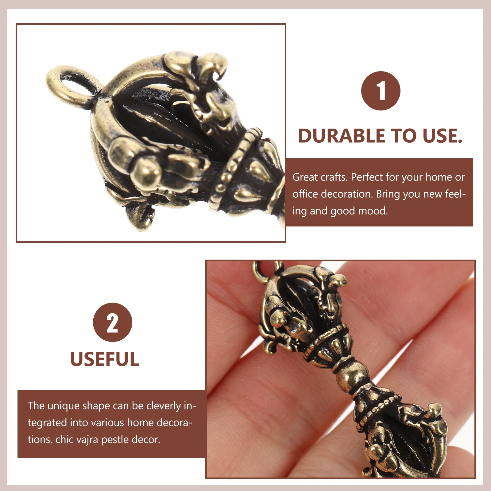 2 قطعة النحاس Vajra مدقة ديكور زخرفة التبتية الصغيرة للمنزل مكتب الديكور فريد المعادن الفن الحرفية الصغيرة فنغ شوي هدية #1