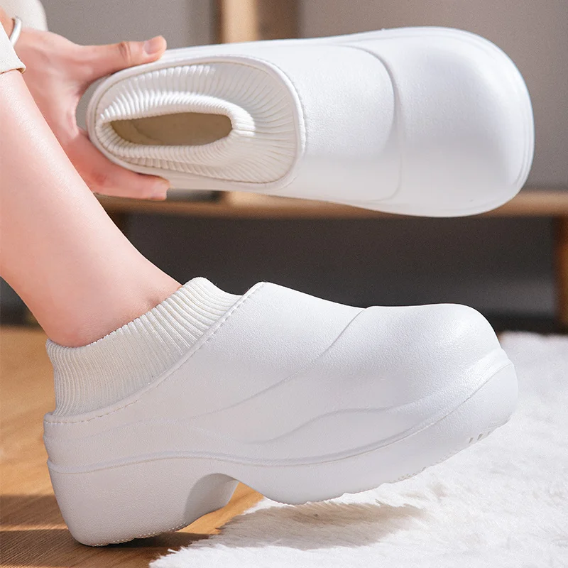 

Hot Sale Cheap Shoes with Heels Women White Winter Warm Plush Slippers Women Comfy Platform Slippers for Women Pantuflas Mujer