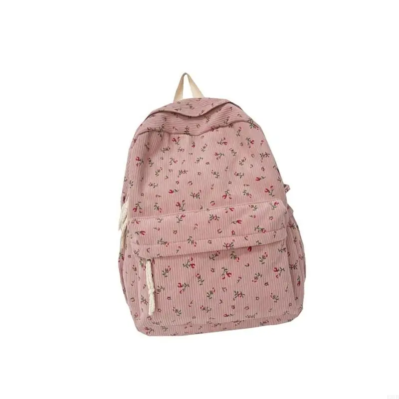 E8FB Student School Bag Flower Print Backpack Teens Large Capacity Laptop Daypacks