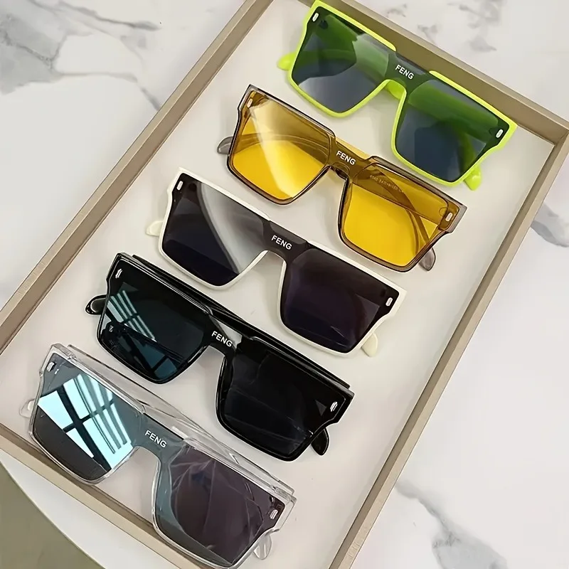 5 Stück neue modische quadratische Sonnenbrillen für Männer und Frauen, Retro-Sonnenbrillen, Sonnenschutz, UV400-Brillen