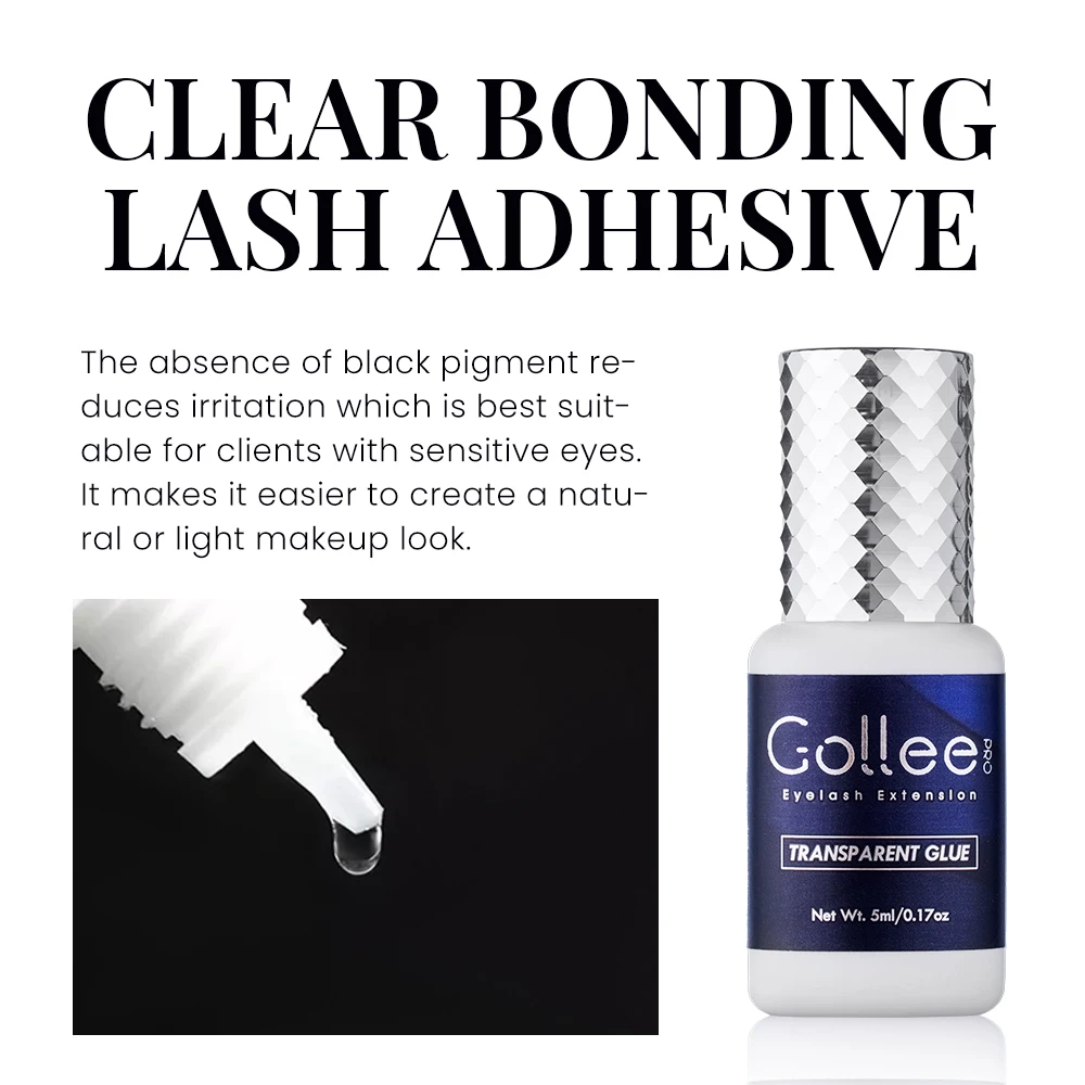 Gollee 1s Transparent Adhesives for Lash Extension Glue Strong Super Bonder No stimulate grafting Lash Accelerator Bonder makeup