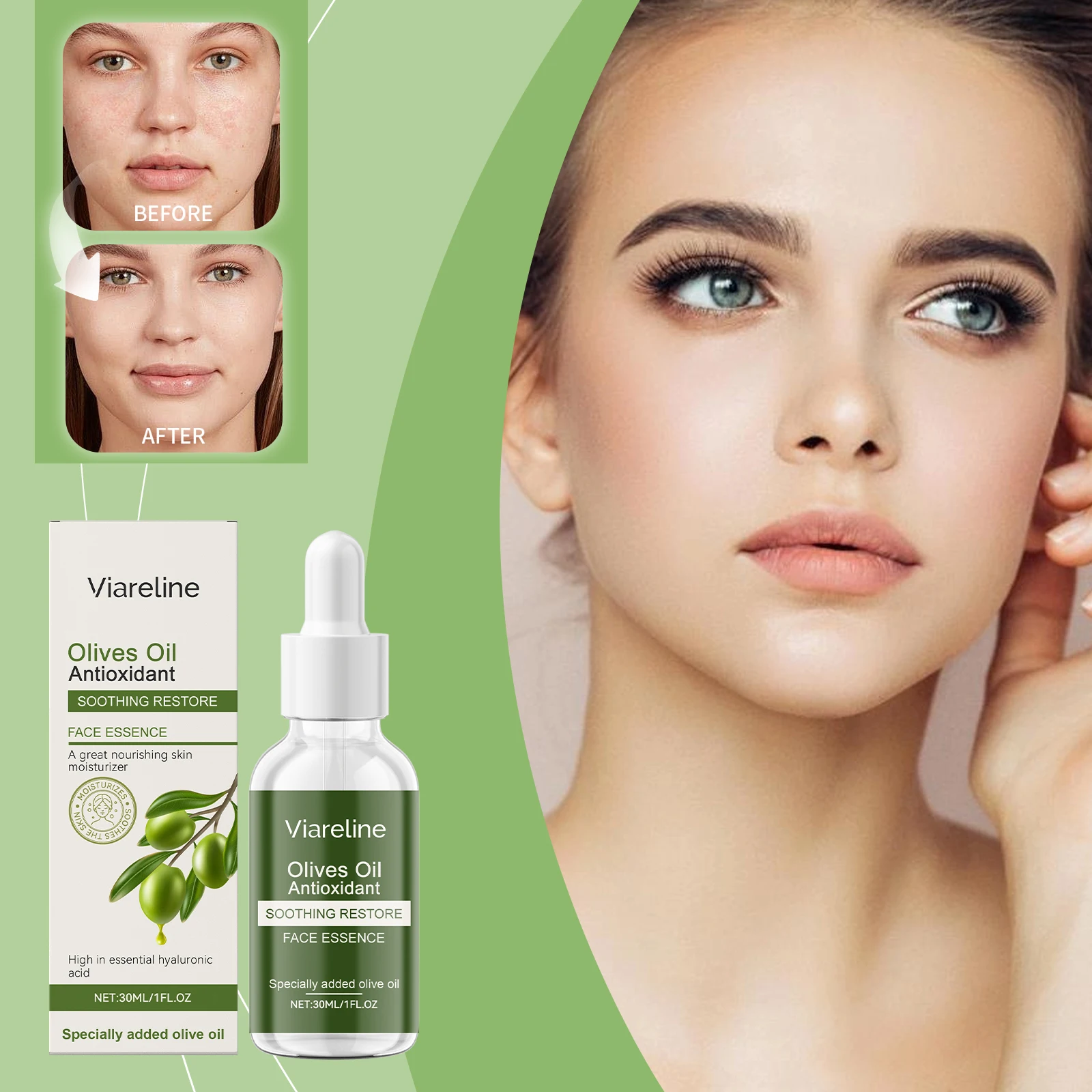 

Viareline Olive Oil Soothing Essence Deep Moisturizing Long-lasting Fine Smooth To Improve Facial Roughness