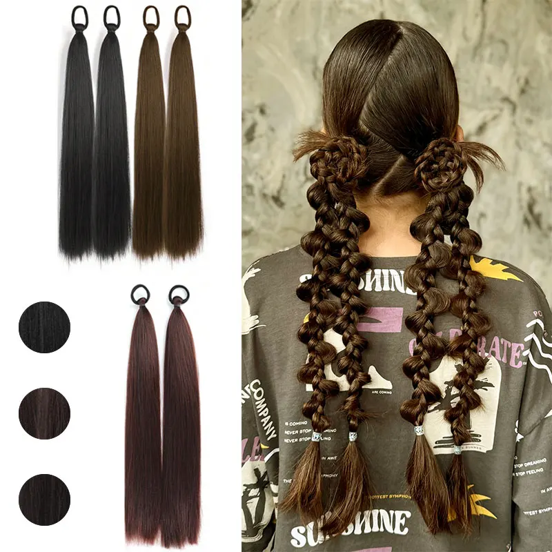 

2Pack Synthetic Long Straight Ponytail Hair Extensions For Women High Temperature Fiber Hair Accessories For Girls Women Daily