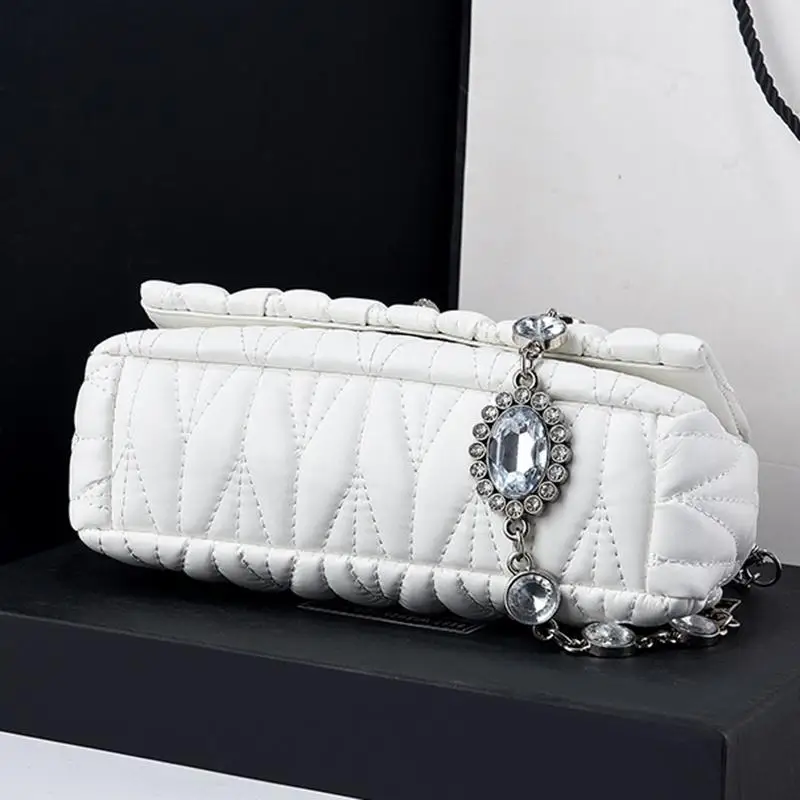 IELGY fashion versatile soft leather rhinestone chain messenger bag for women